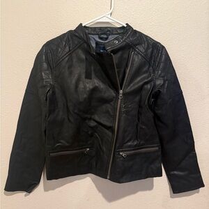 GAP Black Leather Girls Jacket